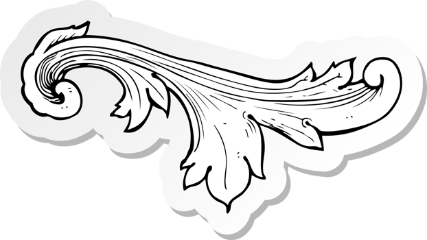 sticker of a traditional hand drawn floral swirl png