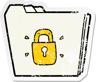 distressed sticker of a cartoon locked files png