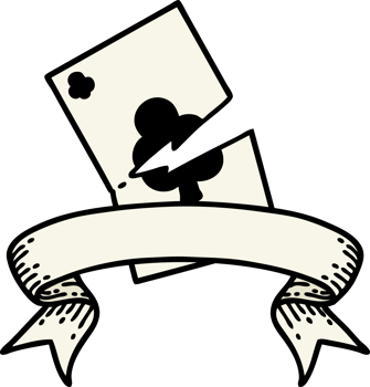 traditional tattoo with banner of a torn card png