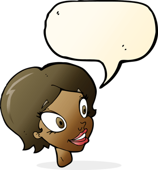 cartoon pretty female face with speech bubble png