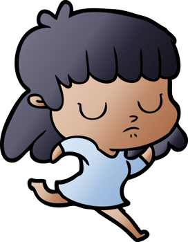 cartoon indifferent woman running png