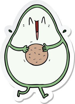 sticker of a happy cartoon avocado laughing png