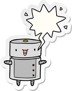 cute cartoon robot with speech bubble sticker png