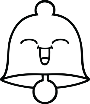 line drawing cartoon of a bell png