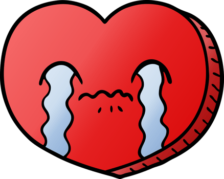 cartoon crying love heart png