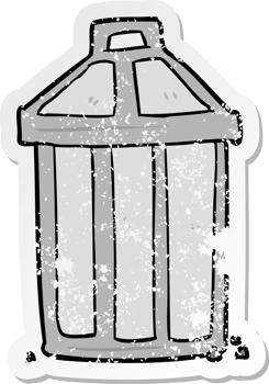 distressed sticker of a cartoon garbage can png