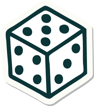 sticker of tattoo in traditional style of a dice png