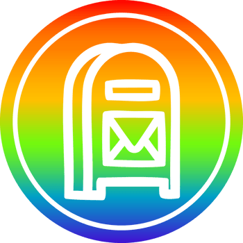 mail box circular icon with rainbow gradient finish png