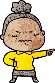 cartoon annoyed old lady png