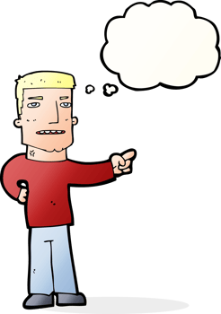 cartoon man pointing with thought bubble png