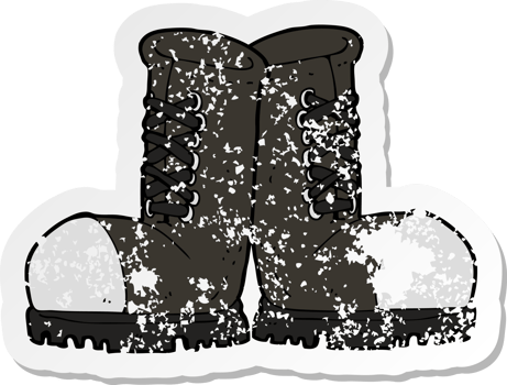 retro distressed sticker of a cartoon steel toe cap boots png