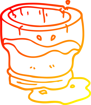 warm gradient line drawing of a cartoon old water glass png