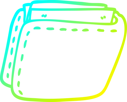 cold gradient line drawing of a cartoon wallet full of cash png
