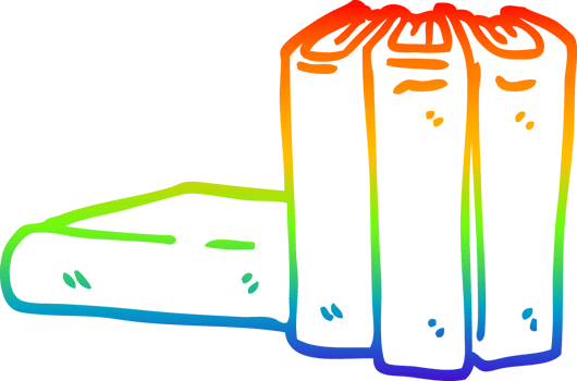 rainbow gradient line drawing of a cartoon books png