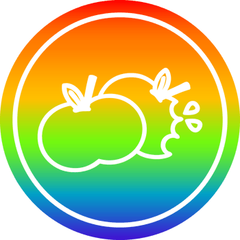 bitten apples circular icon with rainbow gradient finish png