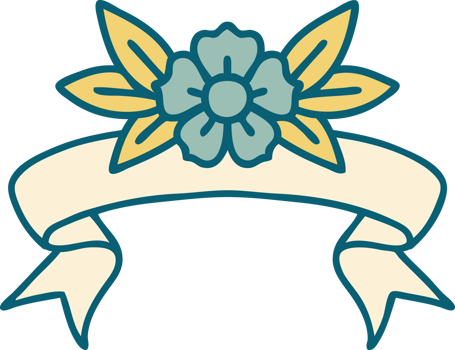 traditional tattoo with banner of a flower png