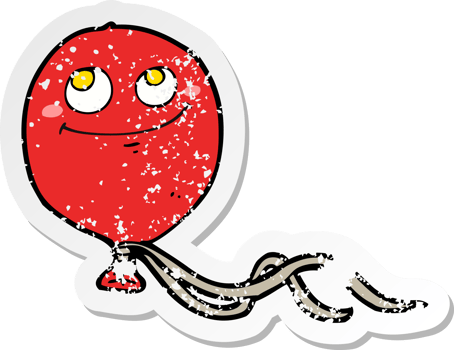 retro distressed sticker of a cartoon balloon png