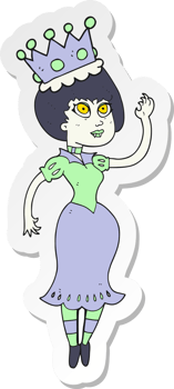 sticker of a cartoon vampire queen waving png