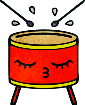 retro grunge texture cartoon of a drum png