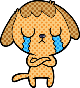 cute cartoon dog crying png