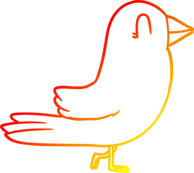 warm gradient line drawing of a cartoon bird png