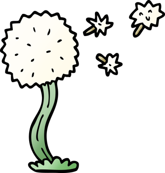 cartoon doodle blowing dandelion png
