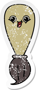 distressed sticker of a cute cartoon paint brush png