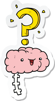 sticker of a cartoon curious brain png