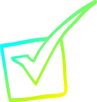 cold gradient line drawing of a cartoon tick mark png