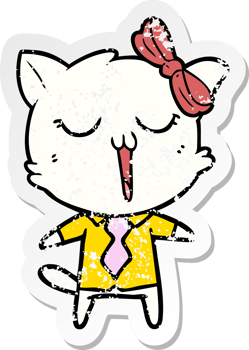 distressed sticker of a cartoon cat png
