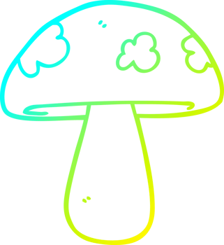cold gradient line drawing of a cartoon mushroom png