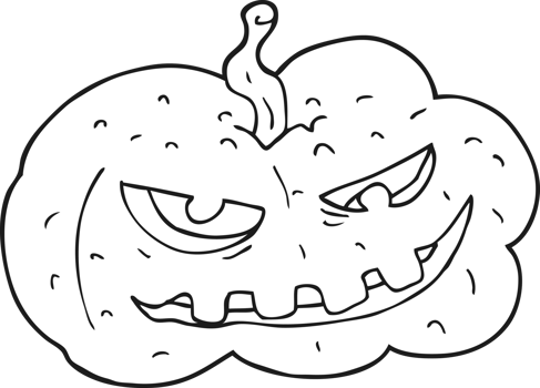 black and white cartoon halloween pumpkin png