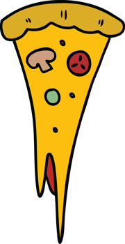 hand drawn cartoon doodle of a slice of pizza png