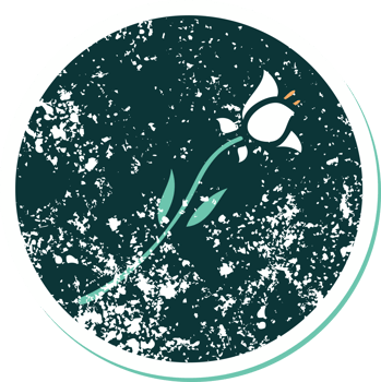 iconic distressed sticker tattoo style image of a lily png