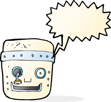 cartoon robot head with speech bubble png