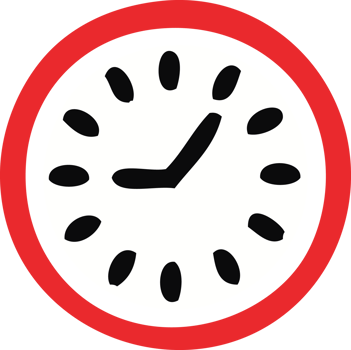 flat color retro cartoon of a wall clock png