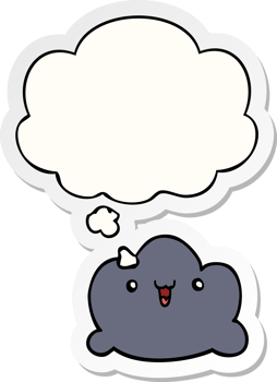 cartoon cloud with thought bubble as a printed sticker png