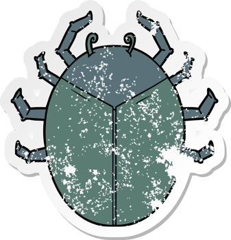 distressed sticker of a giant bug cartoon png