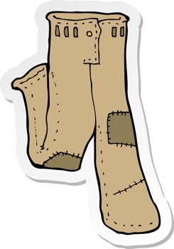 sticker of a cartoon patched old pants png