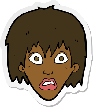 sticker of a cartoon frightened woman png