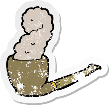 retro distressed sticker of a cartoon pipe png
