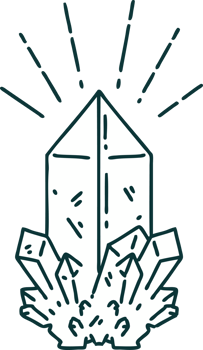 illustration of a traditional tattoo style quartz crystal png