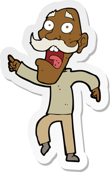 sticker of a cartoon frightened old man png