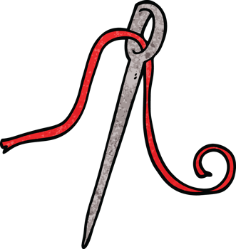 cartoon doodle needle and thread png