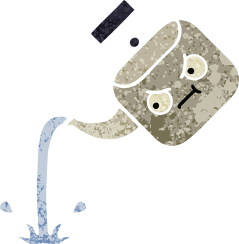 retro illustration style cartoon of a pouring kettle png