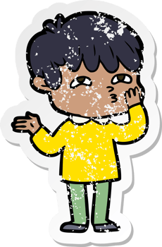 distressed sticker of a cartoon man confused png