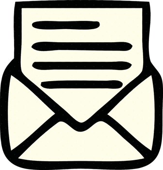 comic book style cartoon of a letter and envelope png