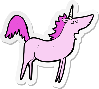sticker of a cartoon unicorn png