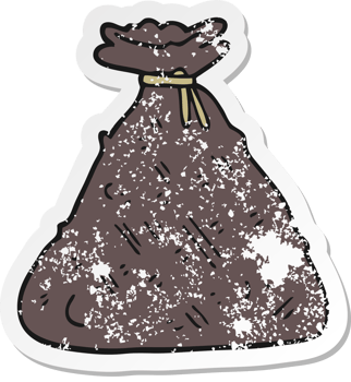 distressed sticker of a cartoon old hessian sack png