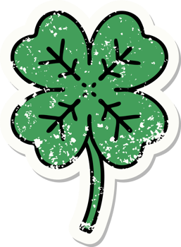distressed sticker tattoo in traditional style of a 4 leaf clover png